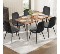 VASAGLE Chaises de Salle à Manger, Lot de 6, Support Métallique, Pieds Réglables, Nettoyage Facile, Chaises de Cuisine, Tissu Chenille, PU Texturé Glacé, Gris Ardoise ZH2506054