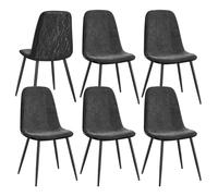 VASAGLE Chaises de Salle à Manger, Lot de 6, Support Métallique, Pieds Réglables, Tissu Chenille, PU Texturé Glacé, Gris Ardoise