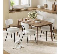 VASAGLE Chaises Salle à Manger, Lot de 4, Tissu Peluche, Dossier Courbé, Chaises de Cuisine, Rembourrées, Cader en Acier, Modernes, Salon, Coiffeuse, Blanc Crème KDC110W14