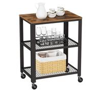 VASAGLE Chariot de service et rangement rustique 3 niveaux à roulettes