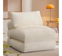 VASAGLE Chauffeuse Convertible, Fauteuil en Velours Côtelé | Lit d'Appoint Pliable, Mousse, 89 x 89 x 78 cm / 89 x 195 x 40 cm, pour Salon, Blanc Crème, Collection CAMILA LCS211W101