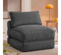 VASAGLE Chauffeuse Convertible, Fauteuil en Velours Côtelé | Lit d'Appoint Pliable, Mousse, 89 x 89 x 78 cm / 89 x 195 x 40 cm, pour Salon, Gris Ardoise, Collection CAMILA LCS211G101