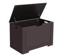 VASAGLE Coffre de rangement avec 2 charnières de sécurité, coffre à jouets en bois, expresso ULHS11BR