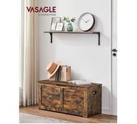 VASAGLE Coffre de Rangement, avec 2 Charnières de Sécurité, Style Rustique, 40 x 100 x 46 cm, Marron Rustique LSB061T01