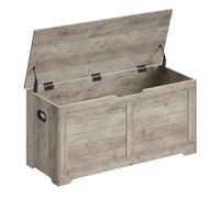 VASAGLE Coffre de Rangement, Banc à Chaussures, avec 2 Charnières de Sécurité, Imitation Grange, 40 x 100 x 46 cm, pour Entrée, Couloir, Chambre, Salon, Grège Chiné LSB061K02