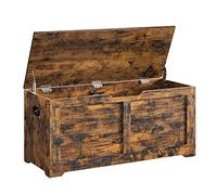 VASAGLE Coffre de Rangement, Banc à Chaussures, avec 2 Charnières de Sécurité, Imitation Grange, 40 x 100 x 46 cm, pour Entrée, Couloir, Chambre, Salon, Marron Rustique LSB061T01