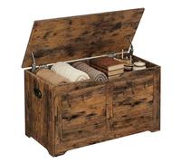 VASAGLE Coffre de Rangement, Banc à Chaussures, avec 2 Charnières de Sécurité, Imitation Grange, 40 x 80 x 46 cm, pour Entrée, Couloir, Chambre, Salon, Marron Rustique LSB063T01