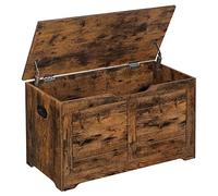 VASAGLE Coffre de Rangement, Banc à Chaussures, avec 2 Charnières de Sécurité, Imitation Grange, 40 x 80 x 46 cm, pour Entrée, Couloir, Chambre, Salon, Marron Rustique LSB063T01