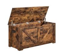 VASAGLE Coffre de Rangement, Banc Chaussures, avec 2 Charnières de Sécurité, Imitation Grange, 40 x 100 x 46 cm, Marron