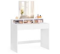 VASAGLE Coiffeuse avec Grand Miroir, Table de Maquillage | Table de Maquillage, Largeur de 80 cm, 2 Tiroirs, Compartiments Ouverts, Blanc Nuage, Collection KAILYN RDT113W01