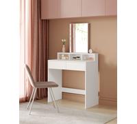 VASAGLE Coiffeuse avec miroir 2 tiroirs 3 compartiments ouverts blanc Moderne
