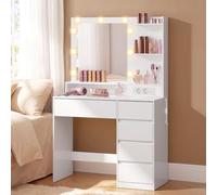 VASAGLE Coiffeuse avec Miroir LED, Prise et Ports USB, 80 x 40 x 144,3 cm