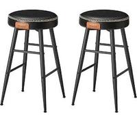 VASAGLE Collection EKHO Tabouret de bar, lot de 2, chaise de cuisine, assise haute, en PU avec coutures, hauteur d'assise 63 cm, pour cuisine, bar d'immeuble, montage facile