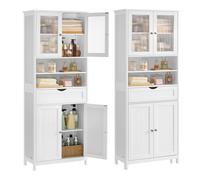 VASAGLE Colonne de salle de bain, Armoire de Salle de Bain, avec Étagères Réglables, Tiroir, Compartiments Ouverts, Blanc Nuage