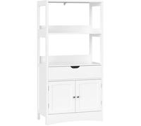 VASAGLE Colonne de salle de bain, Armoire Haute, avec 2 Compartiments Ouverts, 1 Tiroir et 1 Placard, 32,5 x 60 x 122 cm, Blanc