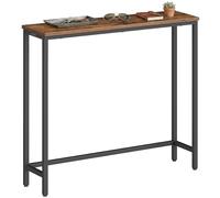 VASAGLE Console, Meuble Console, Plateau Monobloc, Montage Facile, pour Couloir, Chambre, Salon, 1 Niveau, 20 x 80 x 81,2 cm, Marron Rustique et Noir d'encre LNT035KD01