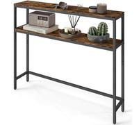VASAGLE Console pour Couloir, Table de Salon Fine à 2 Niveaux, Table d’Appoint avec 2 Étagères, 20 x 100 x 80 cm, pour Salon, Couloir, Entrée, Marron Rustique et Noir d'encre LNT131K01V1