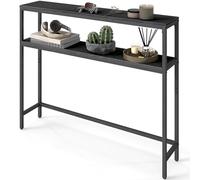 VASAGLE Console pour Couloir, Table de Salon Fine à 2 Niveaux, Table d’Appoint avec 2 Étagères, 20 x 100 x 80 cm, pour Salon, Couloir, Entrée, Gris Anthracite et Noir d'encre LNT131B22V1
