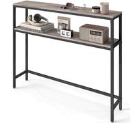 VASAGLE Console pour Couloir, Table de Salon Fine à 2 Niveaux, Table d’Appoint avec 2 Étagères, 20 x 100 x 80 cm, pour Salon, Couloir, Entrée, Grège Chiné et Noir d'encre LNT131K02V1