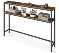 VASAGLE Console pour Couloir, Table de Salon Fine à 2 Niveaux, Table d’Appoint avec 2 Étagères, 20 x 120 x 80 cm, pour Salon, Couloir, Entrée, Marron Rustique et Noir d'encre LNT133K01V1