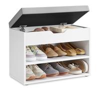 VASAGLE Custos Collection - Banc à Chaussures, Meuble à Chaussures, Siège Rembourré, Banc d’Entrée, Compartiments, pour Entrée, Chambre, Salon, Blanc Nuage et Gris Tourterelle LHS020W01V1