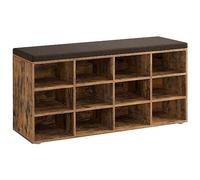 VASAGLE Custos Collection - Banc à Chaussures, Organiseur de Chaussures avec 12 Compartiments, Siège Rembourré, pour Entrée, Couloir, Placard,Marron Rustique LHS012B01V1
