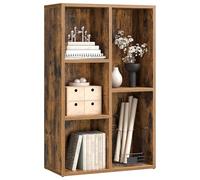 VASAGLE Bibliothèque, Étagère, Meuble de Rangement avec 5 Compartiments, Étagère sur Pied, Bibliothèque Cubique, pour Salon, Bureau, Salle à Manger, Marron Rustique LBC025X01