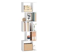 VASAGLE Custos Collection - Bibliothèque, Étagère à 6 Niveaux, 24 x 40 x 159 cm, Meuble de Rangement, Cloison Séparateur, pour Salon, Chambre, Bureau, Blanc Nuage LBC462W01