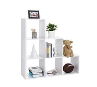 VASAGLE CUSTOS Collection - Bibliothèque, Étagère Escalier, Cloison Séparateur, Meuble de Rangement, 6 Compartiments, pour bureau, salon, chambre, Blanc LBC63WT