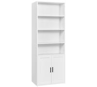 VASAGLE CUSTOS Collection - Bibliothèque, Étagère Haute sur 6 Niveaux, avec Portes, Meuble de Rangement Ouvert, 24 x 60 x 175 cm, pour Salon, Bureau, Salle à Manger, Blanc Nuage