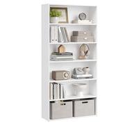 VASAGLE Custos Collection - Bibliothèque, Étagère sur 6 Niveaux, Meuble de Rangement Ouvert, Étagère, 24 x 80 x 160,7 cm, pour Salon, Bureau, Salle à Manger, Blanc Nuage LBC412W01