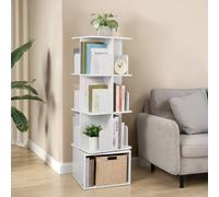 VASAGLE Custos Collection - Bibliothèque Rotative à 4 Niveaux, Bibliothèque Pivotante à 360°, avec Compartiments Ouverts, 40 x 40 x 124,6 cm, pour Chambre, Salon, Bureau, Blanc Nuage LBC471WB01