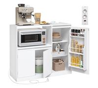 VASAGLE CUSTOS Collection - Buffet Cuisine, Meuble de Rangement, Vaisseliers, avec Plan de Travail, Étagère pour Micro-onde, 1 Compartiment Ouvert, 3 Portes, Étagères Réglables, Blanc Nuage BBK373WB01