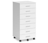 VASAGLE Custos Collection - Caisson de Bureau à roulettes, Meuble de Rangement, Support pour Imprimante, avec 7 Tiroirs, Rails Coulissants, pour Bureau, Télétravail, Blanc Nuage OFC085WB02