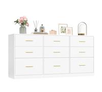 VASAGLE Custos Collection - Commode de Chambre, Armoire à Tiroirs pour Dressing, Style Moderne, Meuble TV pour Salon, 9 Tiroirs, 40 x 160,2 x 78 cm, Blanc Nuage LTS419WB01