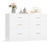 VASAGLE Custos Collection - Commode de Chambre, Armoire à Tiroirs pour Dressing, Style Moderne, Meuble TV pour Salon, 6 Tiroirs, 40 x 119 x 78 cm, Blanc Nuage LTS416WB01