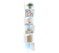 VASAGLE Custos Collection - Étagère d’Angle, Étagère Murale avec Éclairage LED, 5 Niveaux, en Zigzag, Bibliothèque, pour Chambre, Salon, Salle de Bain, avec Bouton, Télécommande, Blanc Mat LBC630W01