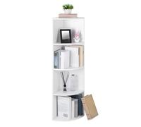 VASAGLE Custos Collection - Étagère d'angle à 4 Niveaux, Étagères de Rangement Autoportantes, Bibliothèque en Bois, pour Cuisine, Chambre, Salon, Bureau, Blanche LBC42WT