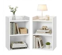 VASAGLE Custos Collection - Lot de 2, Tables de Chevet avec Compartiments Ouverts, Tables d’Appoint avec Étagère Réglable, Double Usage, Montage Simple, pour Chambre, Salon, Blanc Nuage LET866WB01