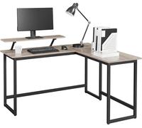 VASAGLE Desk, table d'ordinateur en L avec support d'écran mobile, 140 x 130 x 76 cm, gris-noir