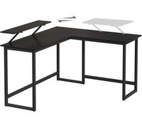 VASAGLE Desk, table d'ordinateur en L avec support d'écran mobile, 140 x 130 x 76 cm, noir