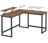 VASAGLE Desk, table d'ordinateur en L avec support d'écran mobile, 140 x 130 x 76 cm, vintage marron-noir