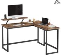 VASAGLE Desk, table d'ordinateur en L avec support d'écran mobile, 140 x 130 x 76 cm, vintage marron-noir LWD56X