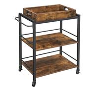 VASAGLE Desserte de Style Industriel, Chariot de Cuisine, avec Plateau Amovible, avec Pieds RÉglables et roulettes, ÉtagÈre, Cadre en Acier, 40 x 72 x 86 cm, Marron Rustique et Noir LRC72X