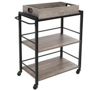 VASAGLE Desserte de Style Industriel, Chariot de Cuisine, avec Plateau Amovible, avec Pieds RÉglables et roulettes, ÉtagÈre, Cadre en Acier, 40 x 72 x 86 cm, GrÈge et Noir LRC072B02