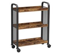 VASAGLE Desserte de Style Industriel, Chariot de Cuisine, Gain de Place, avec Pieds Réglables et roulettes, Étagère de Cuisine, Structure en Acier, 66 x 26 x 85 cm, Marron Rustique LRC66BX