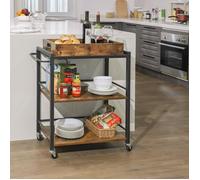 VASAGLE Desserte de Style Industriel, Chariot de Cuisine, Plateau Amovible, avec Pieds roulettes, 65 x 40 x 86 cm