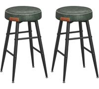 VASAGLE Echo Collection Tabouret de bar, lot de 2, tabouret de bar, chaise de cuisine, similicuir, hauteur 63 cm, pour cuisine, salle à manger, montage facile, vert forêt