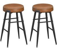 VASAGLE Echo Collection Tabouret de bar, lot de 2, tabouret de bar, chaise de cuisine, similicuir, hauteur 63 cm, pour cuisine, salle à manger, montage facile, brun caramel