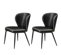 VASAGLE EKHO Collection - Chaise de Salle à Manger, Lot de 2, Chaise de Cuisine Tapissée, PU avec Coutures, Moderne Mi-siècle, Salon, Salle de Réception, Restaurant, Noir d'encre LDC180B02